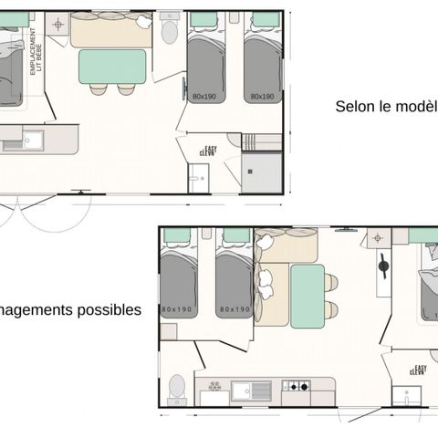 Mobilheim 7 Personen - Mobilheim Evasion+ 7 Personen 2 Zimmer 28m²