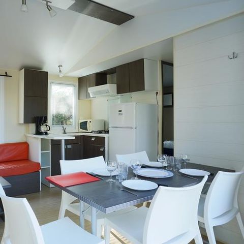 Mobilheim 6 Personen - Mobilheim Forêt 34.5m² (3 Zimmer) (+ 10 Jahre) + Terrasse + TV 4/6 Pers.