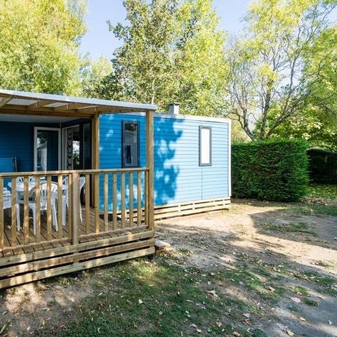 Mobilheim 4 Personen - Mobilheim Horizon 27.5m² (2 Zimmer) (- 8 Jahre) + integrierte Terrasse + TV 4 Pers.