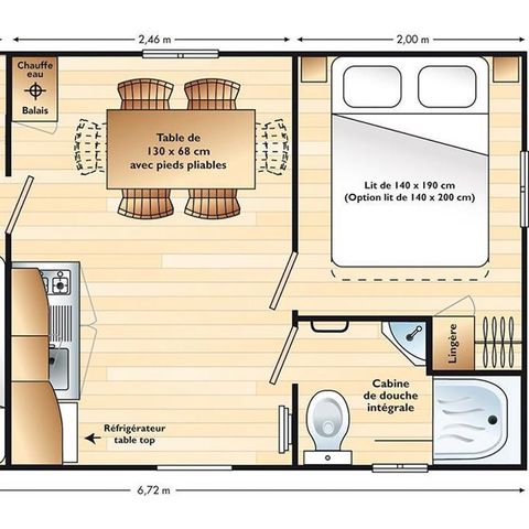 Mobilheim 5 Personen - AZUR - 2 Schlafzimmer mit TV