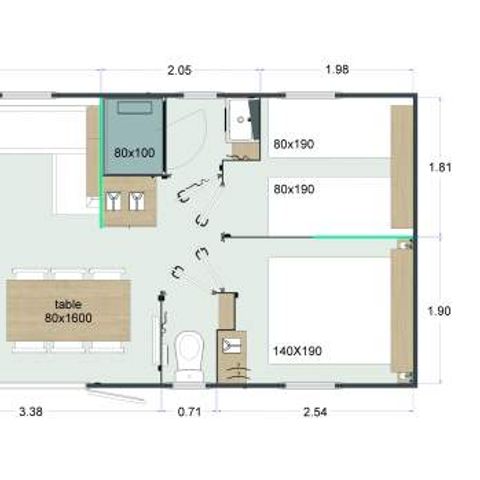 Mobilheim 8 Personen - Mobilheim Sable plus 40m² (4 Schlafzimmer, 2 Bäder) 8 Pers.