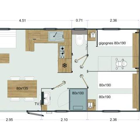Mobilheim 6 Personen - Mobilheim Premium 3 Zi. mit Spa (37m²) 4/6 Pers.
