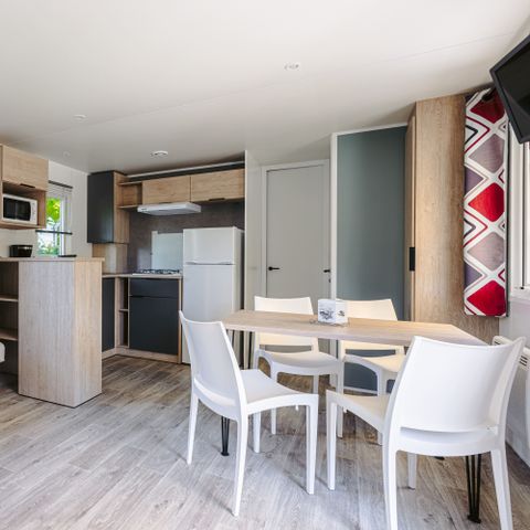 Mobilheim 5 Personen - Mobilheim Evasion Plus 28.5m² (2 Zimmer) (- 3 Jahre) + TV + Terrasse + Klima + Geschirrspüler 4/5 Pers.