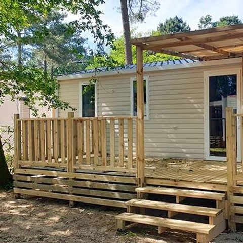 Mobilheim 6 Personen -  Comfort | 3 Zi. | 6 Pers. | Erhöhte Terrasse | 1 Bad | Klimaanlage | TV