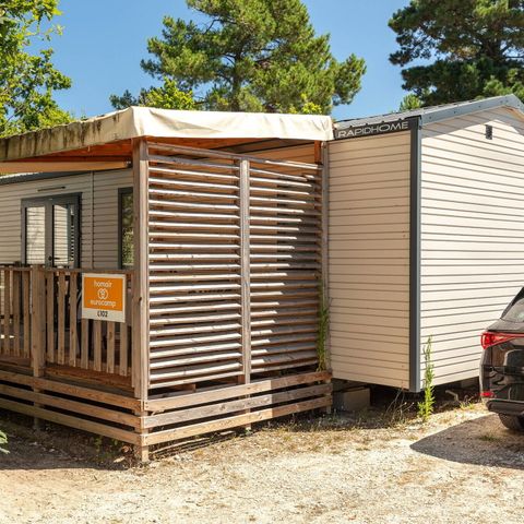 Mobilheim 4 Personen - Comfort | 2 Zi. | 4 Pers. | Erhöhte Terrasse | 1 Bad | Klimaanlage | TV