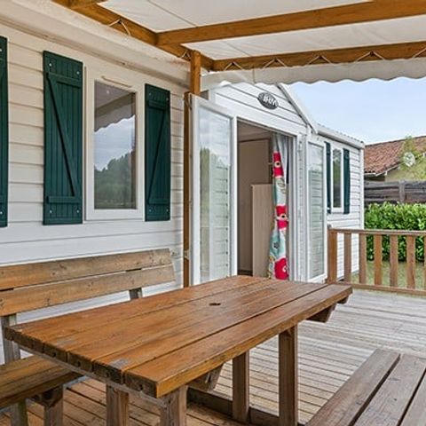 Mobilheim 6 personen - Classic | 3 Schlafz. | 6 Pers. | Erhöhte Terrasse | Klima.