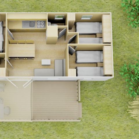 Mobilheim 6 Personen - Classic | 3 Schlafz. | 6 Pers. | Erhöhte Terrasse | Klima.