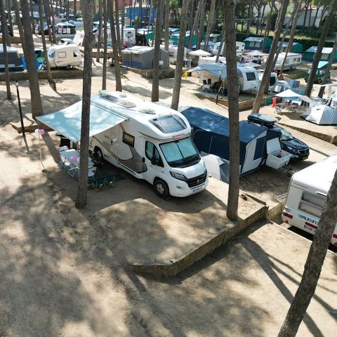 Stellplatz - Standard Basic (45-60m2): Auto + Wohnwagen oder Wohnmobil oder Zelt + Strom