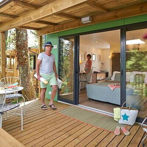 Mobilheim 2 personen - Comfort | Studio | 2 Pers. | Erhöhte Terrasse | 1 Bad | Klimaanlage