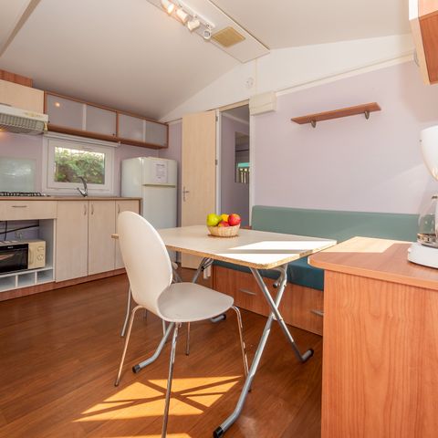 Mobilheim 4 Personen - Comfort | 2 Zi. | 4 Pers. | Erhöhte, nicht überdachte Terrasse | Clim.