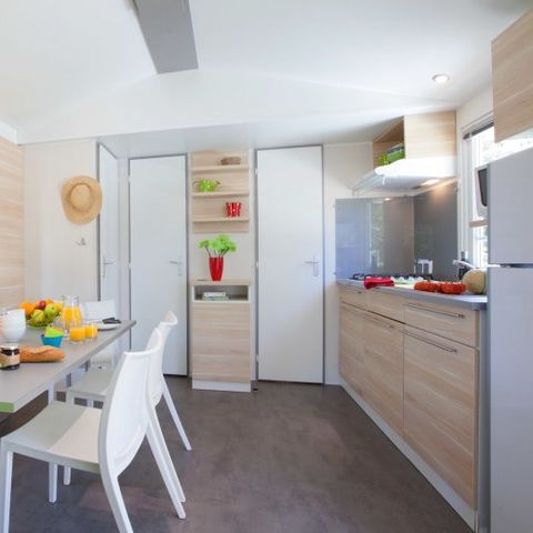 Mobilheim 4 Personen - Comfort | 2 Zi. | 4 Pers. | Erhöhte, nicht überdachte Terrasse | Clim.