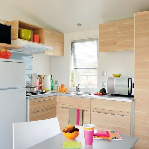 Mobilheim 4 Personen - Comfort | 2 Zi. | 4 Pers. | Erhöhte, nicht überdachte Terrasse | Clim.