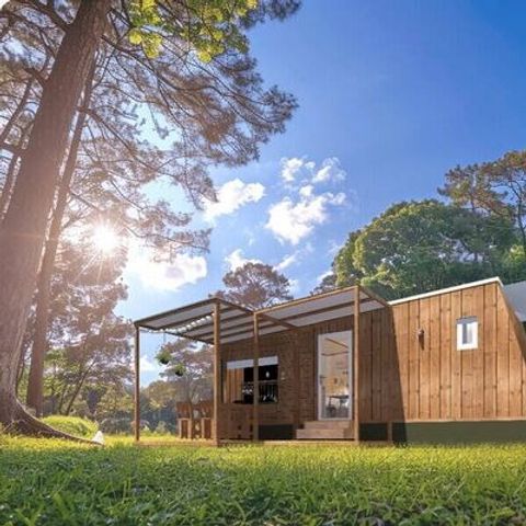 AUßERGEWÖHNLICHE UNTERKUNFT 4 Personen - Tiny House | 2 Zi. | 4 Pers. | Erhöhte Terrasse | 1 Bad | Klimaanlage