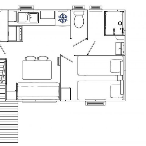 Mobilheim 6 personen - Comfort | 2 Zi. | 4/6 Pers. | Einfache Terrasse | Klim.