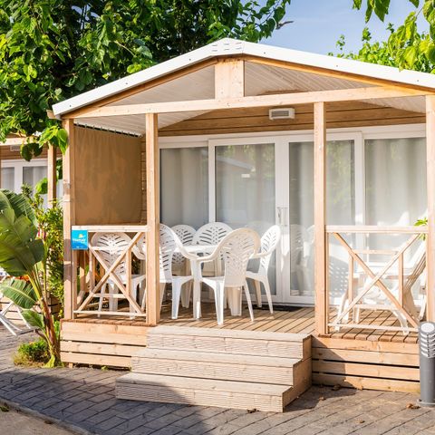 Mobilheim 4 personen - Comfort XL | 2 Zi. | 4 Pers. | Erhöhte Terrasse | Klim.