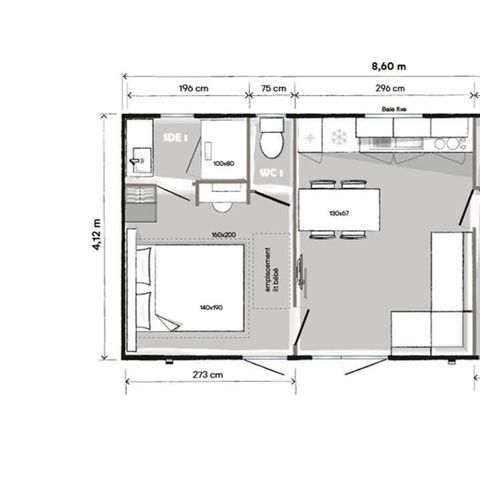 Mobilheim 4 Personen - Cottage Premium 33m² - Klimatisiert 4 pers.