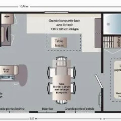 Mobilheim 7 Personen - Family XL 40 m² - klimatisiert 6/7 pers.