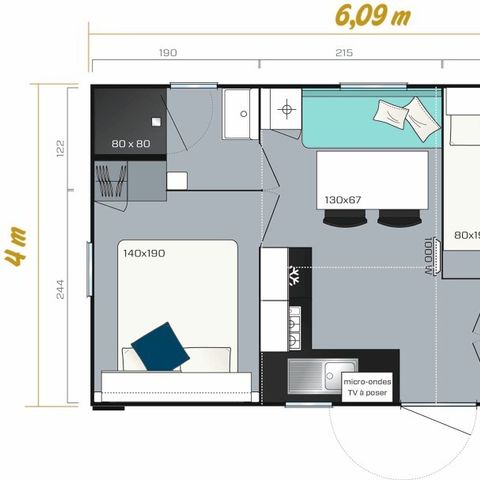 Mobilheim 4 Personen - Venus 22m² 4 pers