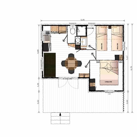 Chalet 4 Personen - Chalet Cannelle 26m² - klimatisiert 4 pers.