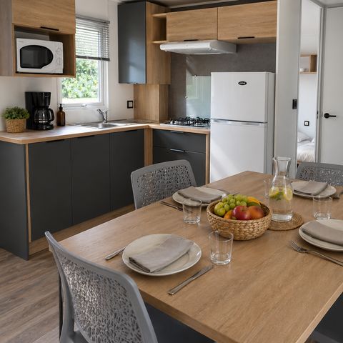 Mobilheim 6 Personen - Premium 3 zimmer. - Überdachte Terrasse - 35 m2