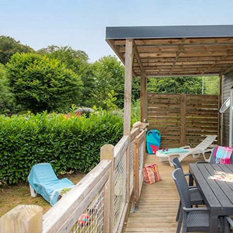 Mobilheim 6 Personen - Premium | 3 Zi. | 6 Pers. | Überdachte Terrasse | Klimaanlage | TV