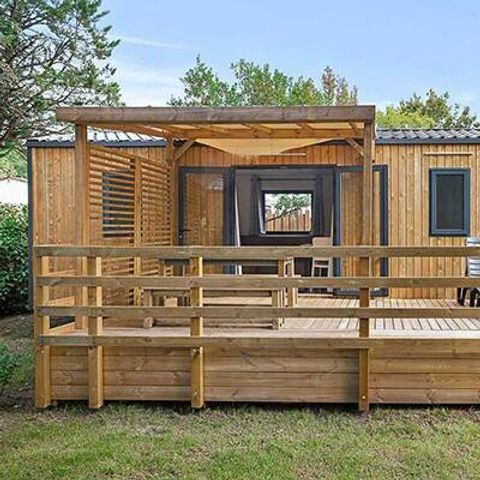 Mobilheim 6 personen - Mobilheim | Premium | 3 Zi. | 6 Pers. | Erhöhte Terrasse | 2 Bad | Klimaanlage | TV