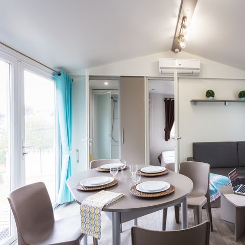 Mobilheim 6 Personen - Comfort XL | 2 Zi. | 4/6 Pers. | Erhöhte Terrasse | Klima.