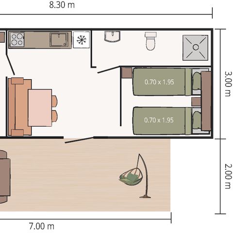Mobilheim 4 Personen - Mobilheim Fuskulin 