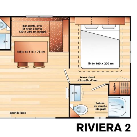 Mobilheim 6 Personen - 3 Zimmer 6 Personen Klimatisiert + TV (4 Erwachsene + 2 Kinder unter 12 Jahren max)