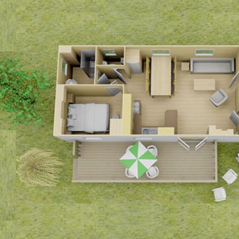 Mobilheim 6 personen - Classic | 3 Schlafzimmer | 6 Personen | Überhöhte, nicht überdachte Terrasse | 1 Badezimmer | Klimaanlage
