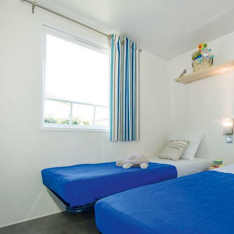 Mobilheim 6 personen - Comfort | 2 Zi. | 4/6 Pers. | Erhöhte, nicht überdachte Terrasse | 2 Bäder | Clim.
