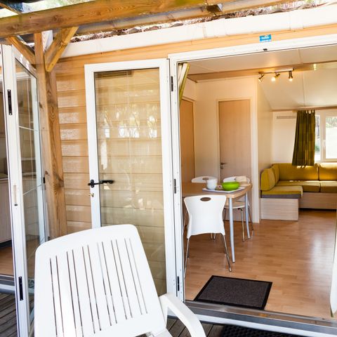 Mobilheim 6 personen - Classic | 3 Schlafz. | 6 Pers. | Erhöhte Terrasse | Klima.