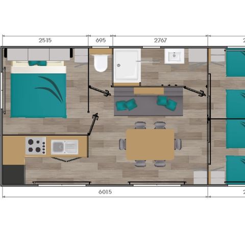 Mobilheim 6 Personen - premium 3 Schlafzimmer 6 Personen
