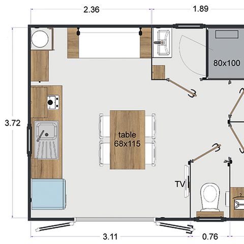 Mobilheim 4 Personen - Hütte Nacht