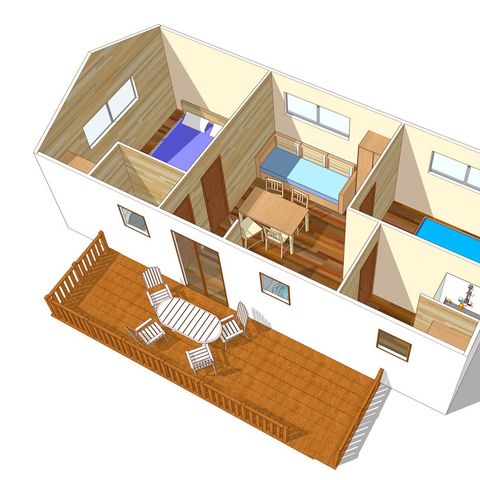Mobilheim 4 personen - Classic XL | 2 Schlafz. | 4 Pers. | Erhöhte Terrasse