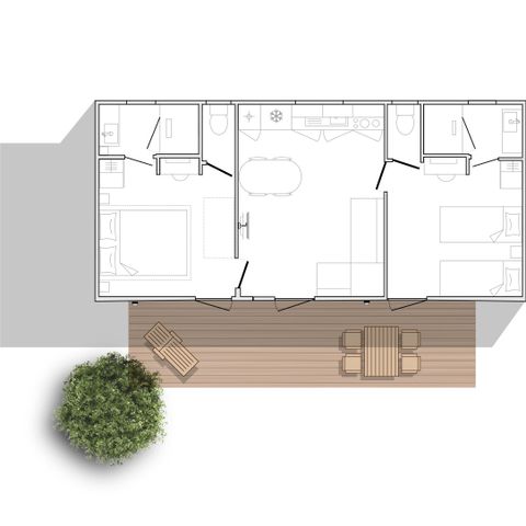 Mobilheim 4 Personen - Cottage Privilège Buis 2ch 2sdb + Klimaanlage