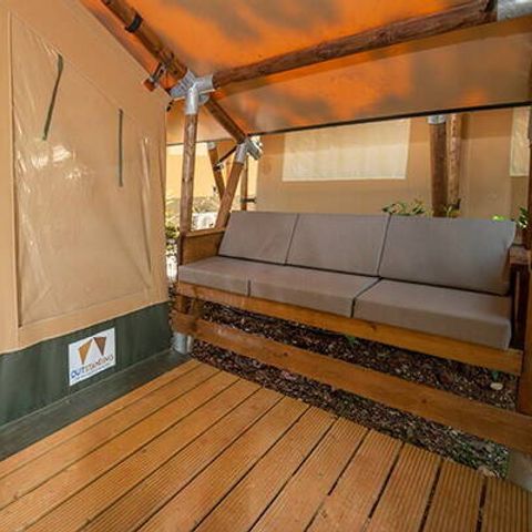 Safarizelt 6 personen - Safari-Zelt | 3 Schlafz. | 6 Pers. | Erhöhte Terrasse | 1 Bad | Klimaanlage