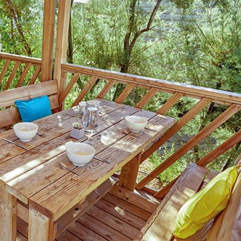 Mobilheim 4 Personen - Premium | 2 Zi. | 4 Pers. | Erhöhte Terrasse | Klimaanlage | TV