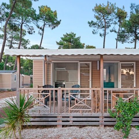 Mobilheim 6 personen - Premium | 3 Schlafz. | 6 Pers. | Erhöhte Terrasse | Klimaanlage | TV