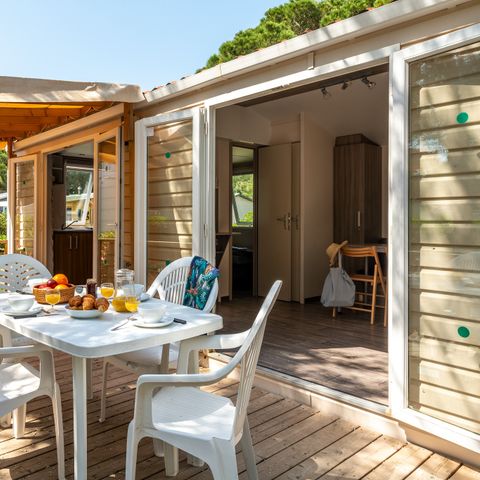 Mobilheim 6 personen - Comfort | 2 Zi. | 4/6 Pers. | Erhöhte Terrasse | Klim.