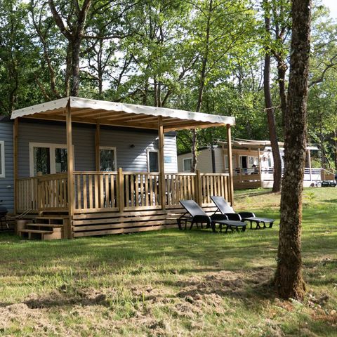 Mobilheim 6 Personen - Comfort | 3 Schlafz. | 6 Pers. | Erhöhte Terrasse | Klimaanlage