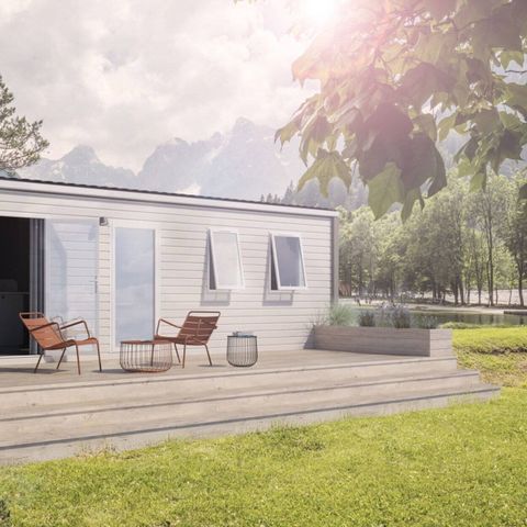 Bungalow 6 Personen - Mobilheim | Comfort | 3 Zi. | 6 Pers. | Erhöhte Terrasse | Clim.