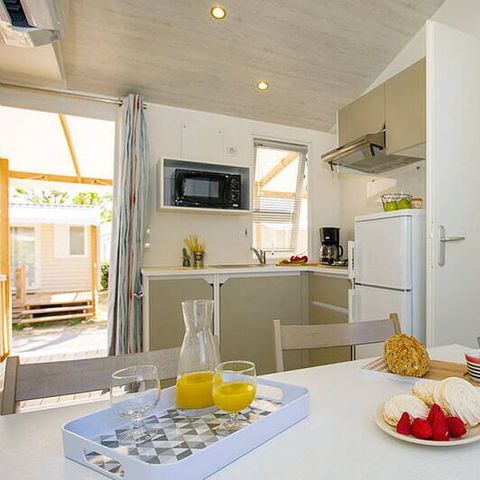 Bungalow 4 Personen - Mobilheim | Comfort | 2 Zi. | 4 Pers. | Erhöhte Terrasse