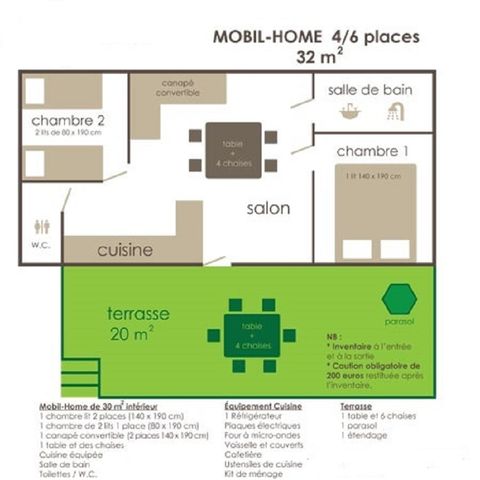 Mobilheim 6 Personen - 2ch 4/6 pers