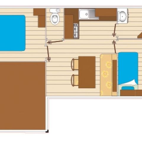 Mobilheim 6 Personen - 2 Schlafzimmer - TV