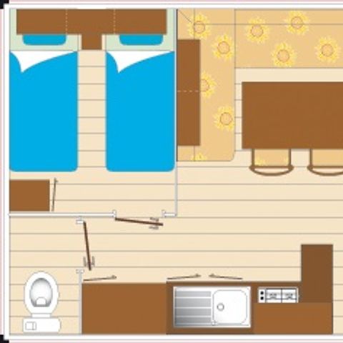 Mobilheim 6 Personen - 2 Schlafzimmer - TV