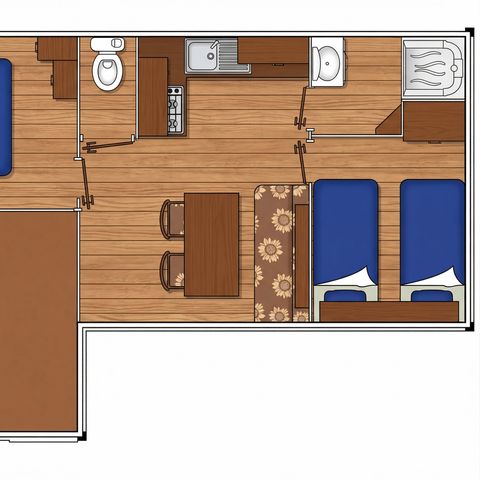 Mobilheim 6 Personen - 2 Schlafzimmer - TV