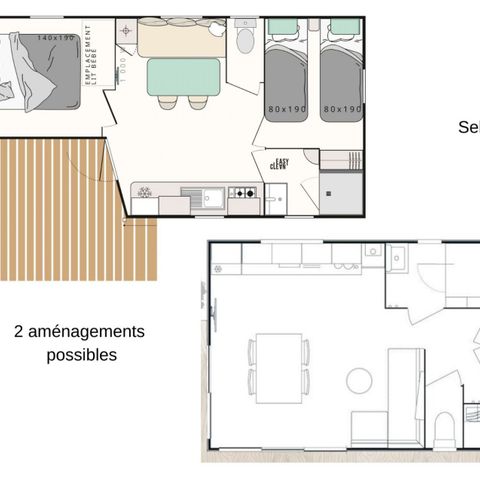 Mobilheim 5 Personen - Mobilheim Evasion+ 5 Personen 2 Zimmer 23m²