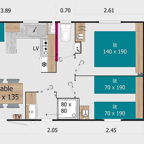 Mobilheim 8 Personen - KALIFORNIA QUATRO