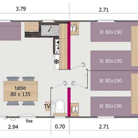 Mobilheim 6 Personen - CALIFORNIA TRIO RESIDENTIAL